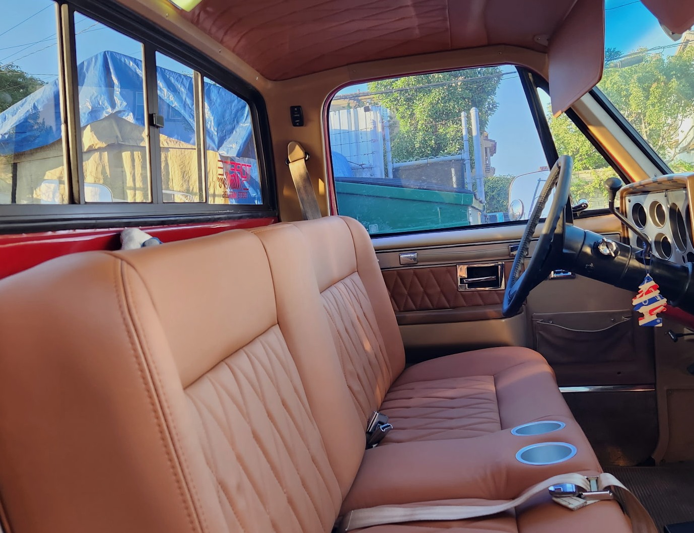 Handcrafted tan automotive interior